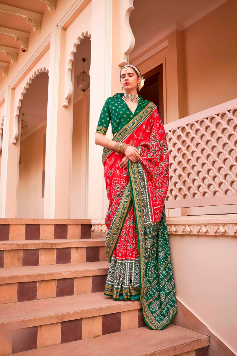 Mercerized Sigma Silk Saree with Traditional Classic and Aqua Finish - LaVante Fashion