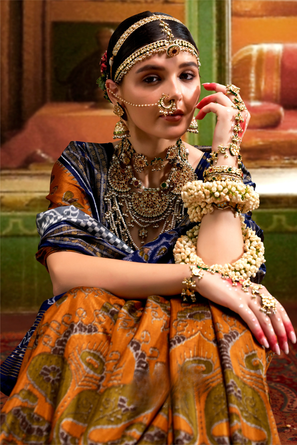 Patola Printed Sigma Silk Saree with Gold Accents