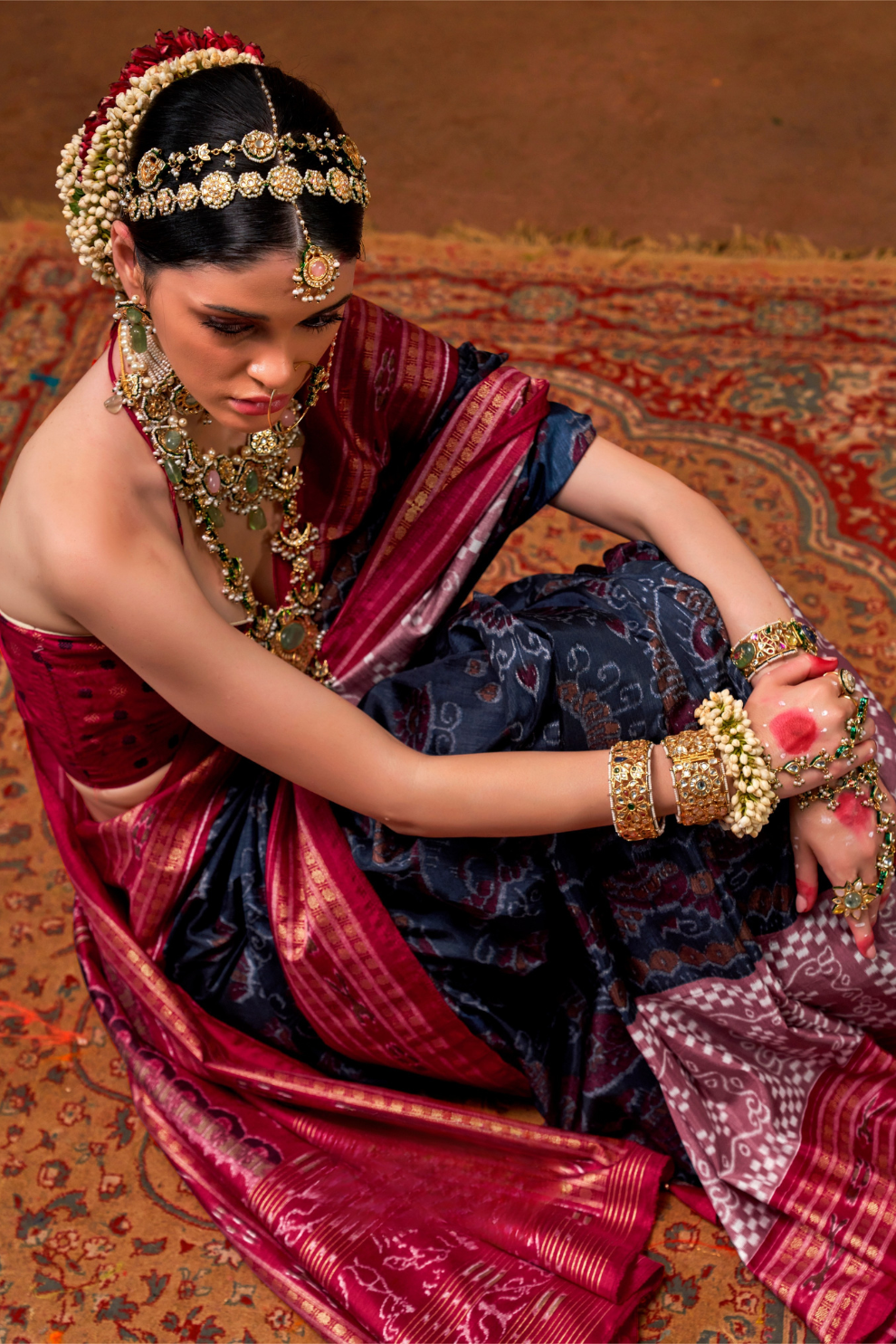 Patola Printed Sigma Silk Saree with Gold Accents