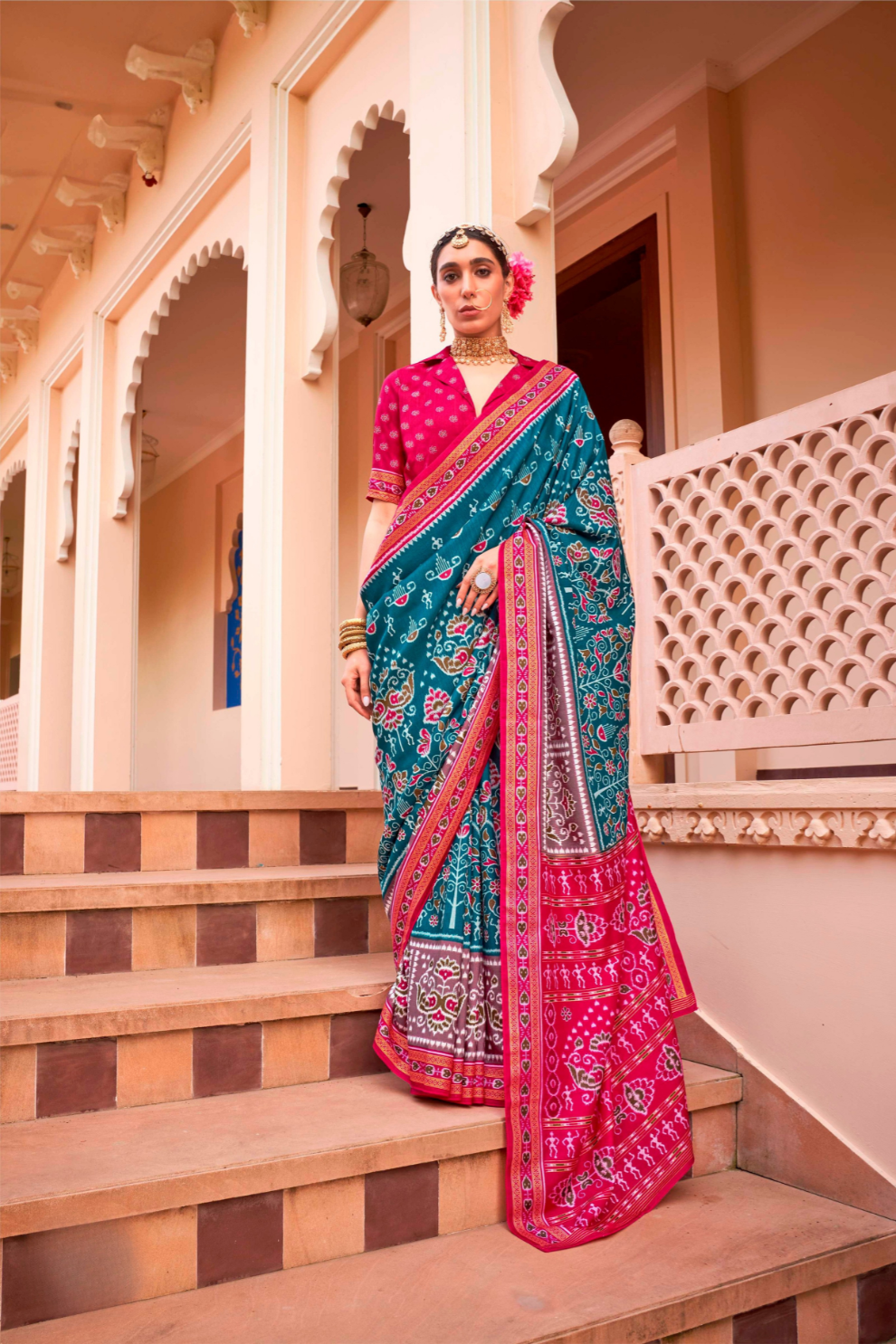 Mercerized Sigma Silk Saree with Traditional Classic and Aqua Finish - LaVante Fashion