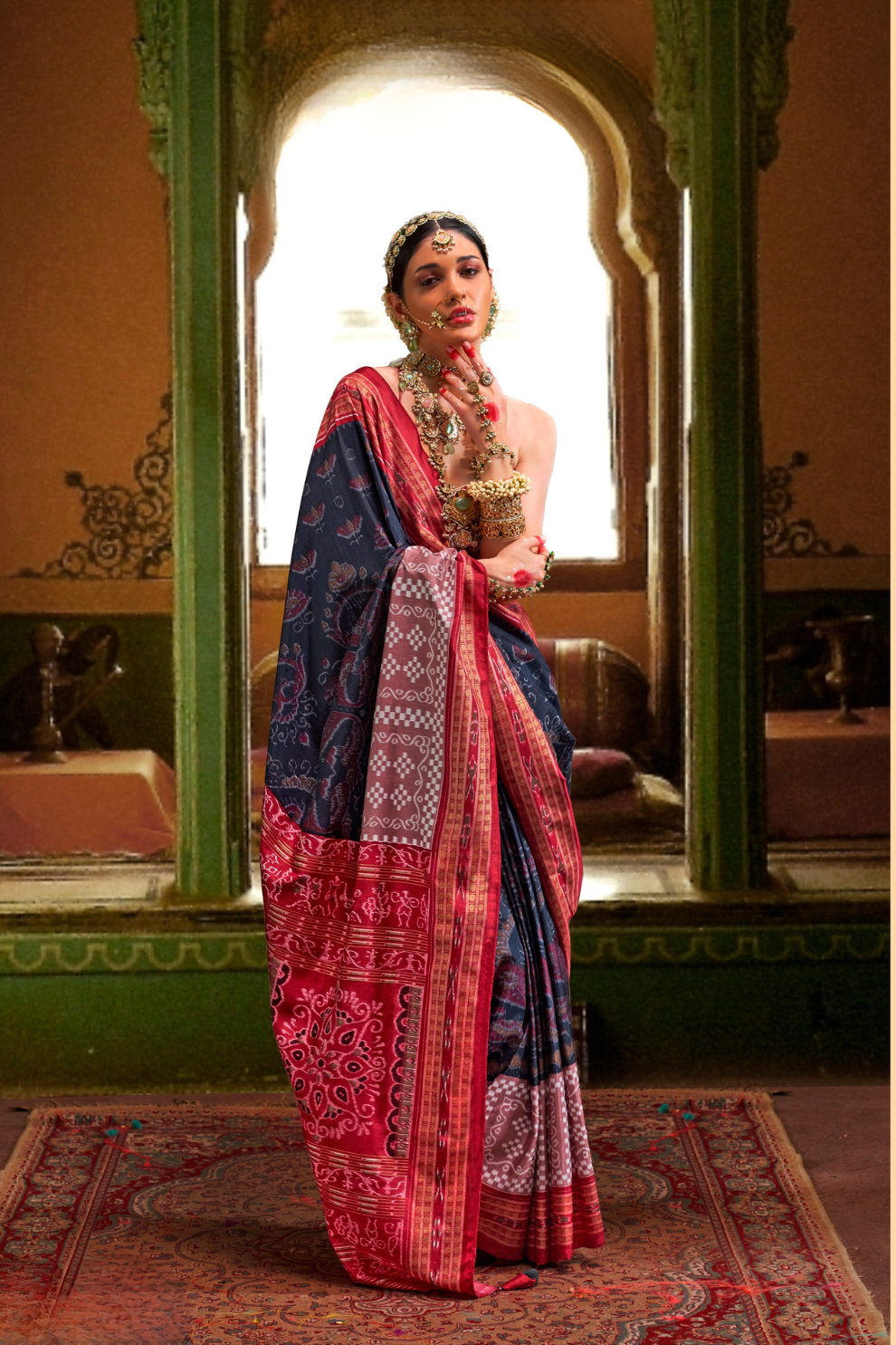 Patola Printed Sigma Silk Saree with Gold Accents