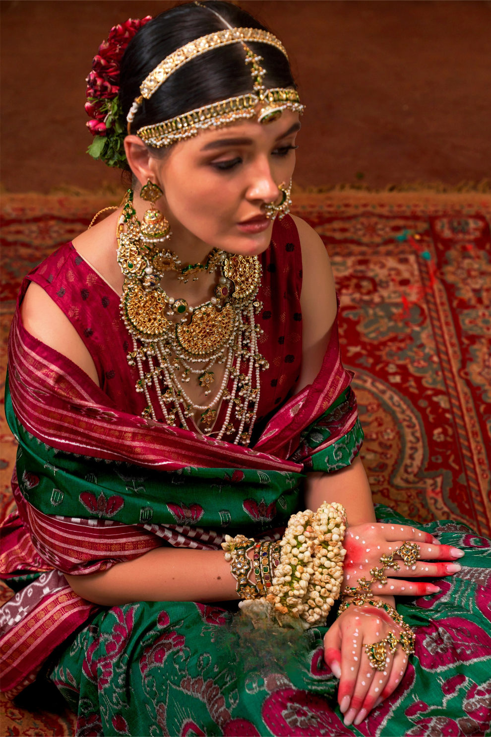 Patola Printed Sigma Silk Saree with Gold Accents