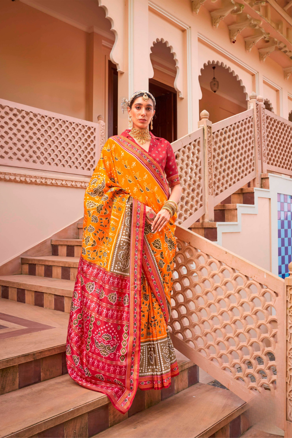 Mercerized Sigma Silk Saree with Traditional Classic and Aqua Finish - LaVante Fashion