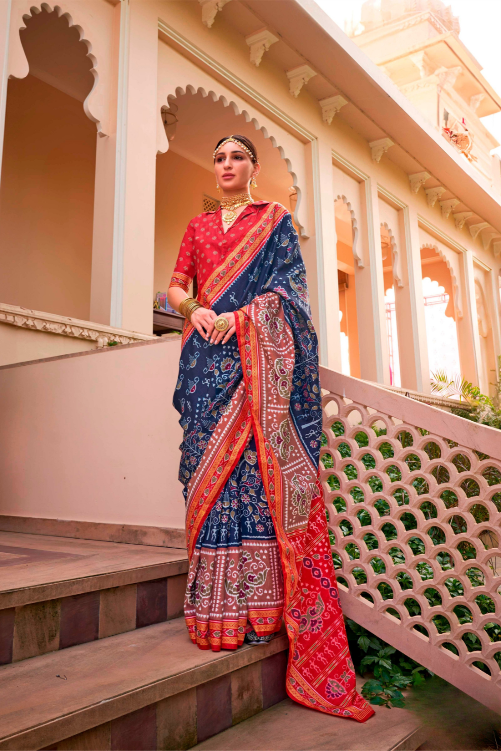 Mercerized Sigma Silk Saree with Traditional Classic and Aqua Finish - LaVante Fashion