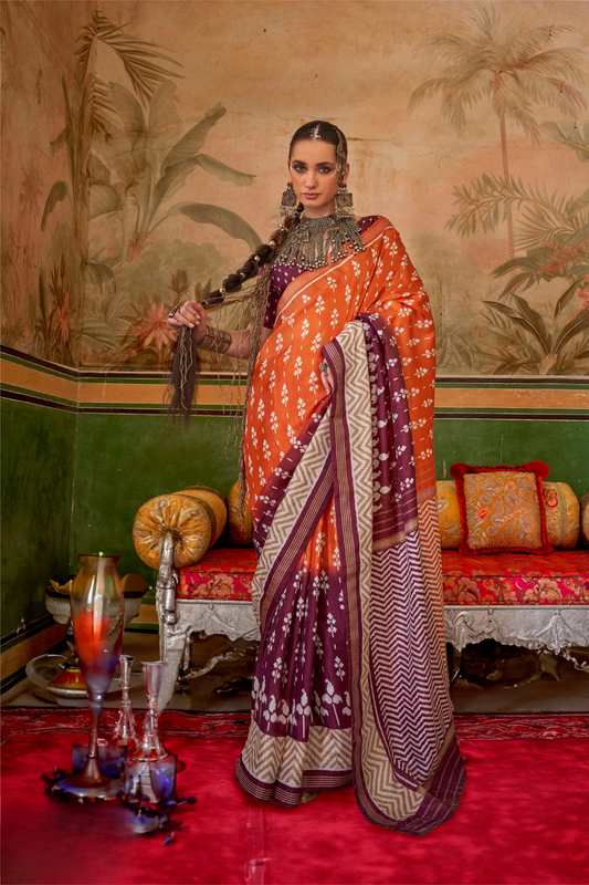 Designer Print Silk Saree for Festive and Casual Wear