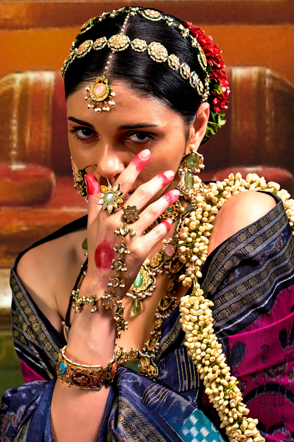 Patola Printed Sigma Silk Saree with Gold Accents