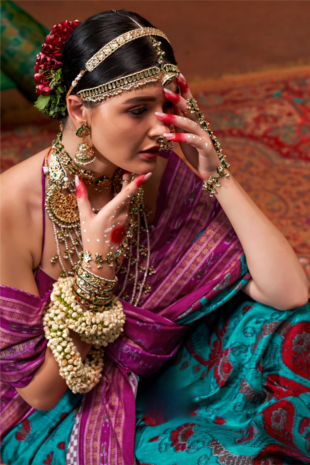 Patola Printed Sigma Silk Saree with Gold Accents