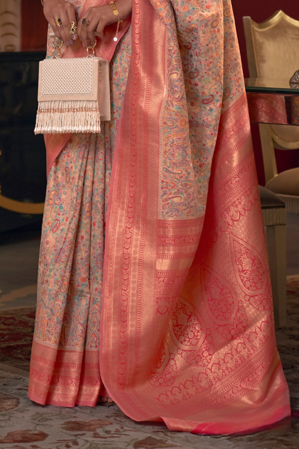 Graceful Gota Handloom Woven Silk Saree with Traditional Detailing