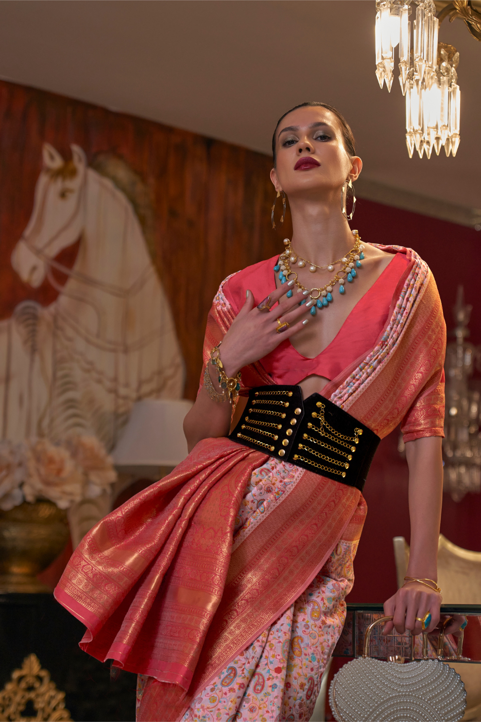 Graceful Gota Handloom Woven Silk Saree with Traditional Detailing