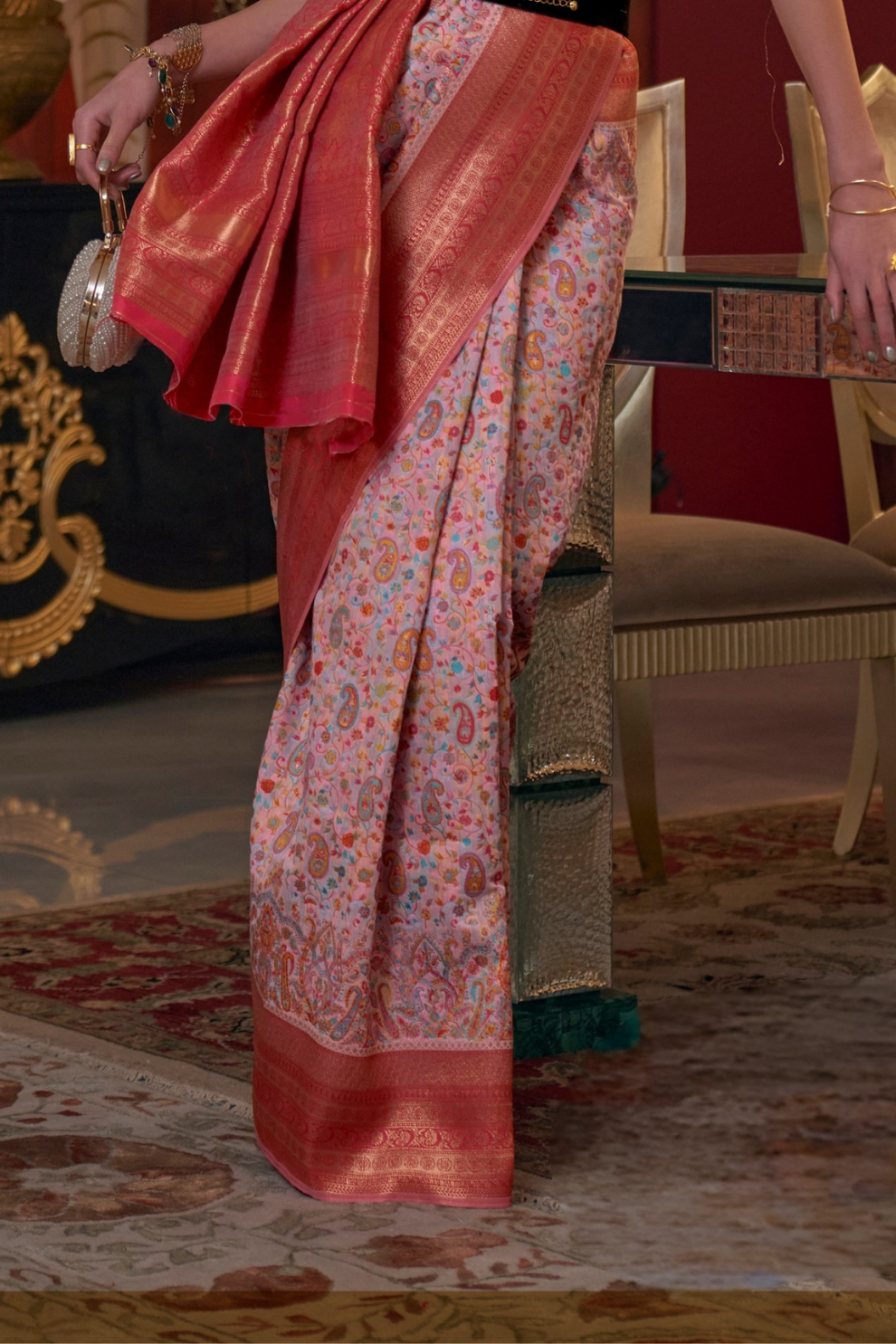 Graceful Gota Handloom Woven Silk Saree with Traditional Detailing