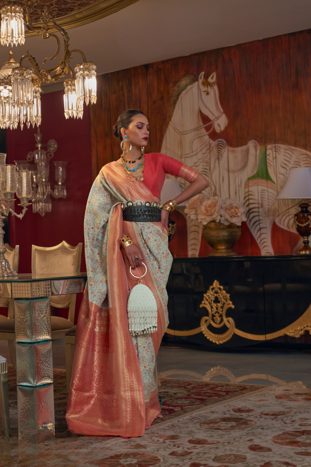 Graceful Gota Handloom Woven Silk Saree with Traditional Detailing