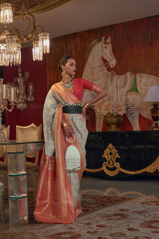 Graceful Gota Handloom Woven Silk Saree with Traditional Detailing