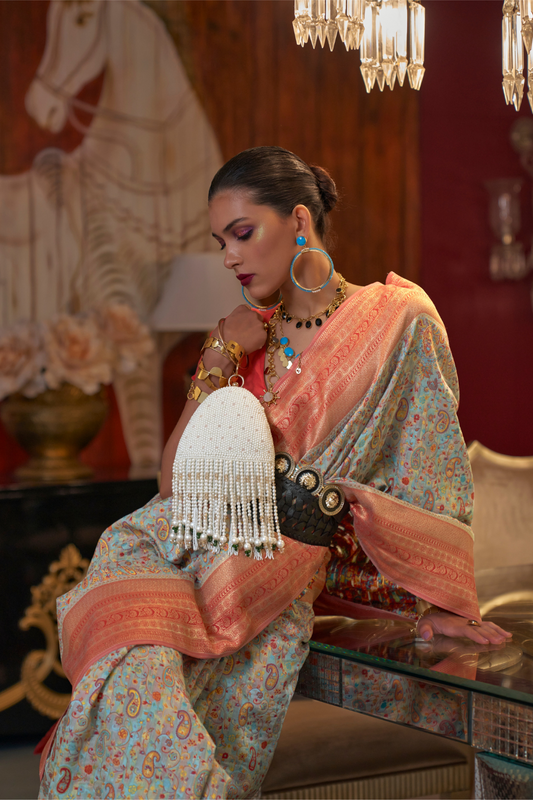 Graceful Gota Handloom Woven Silk Saree with Traditional Detailing