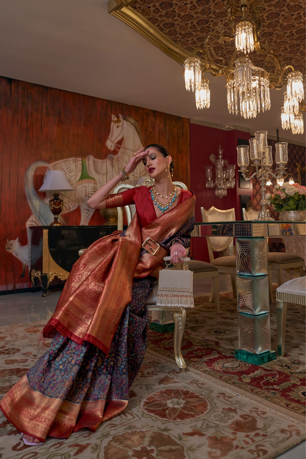 Graceful Gota Handloom Woven Silk Saree with Traditional Detailing