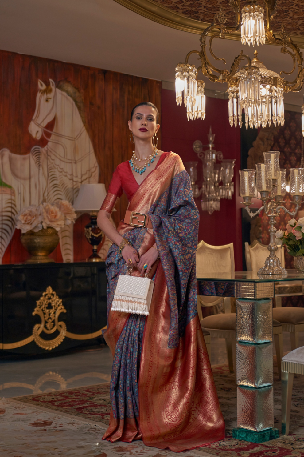 Graceful Gota Handloom Woven Silk Saree with Traditional Detailing