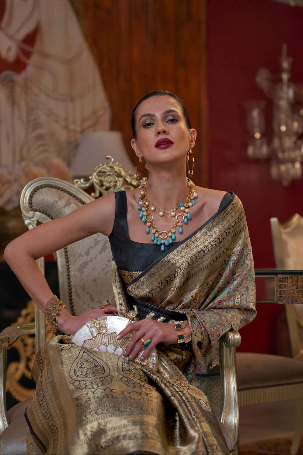 Graceful Gota Handloom Woven Silk Saree with Traditional Detailing