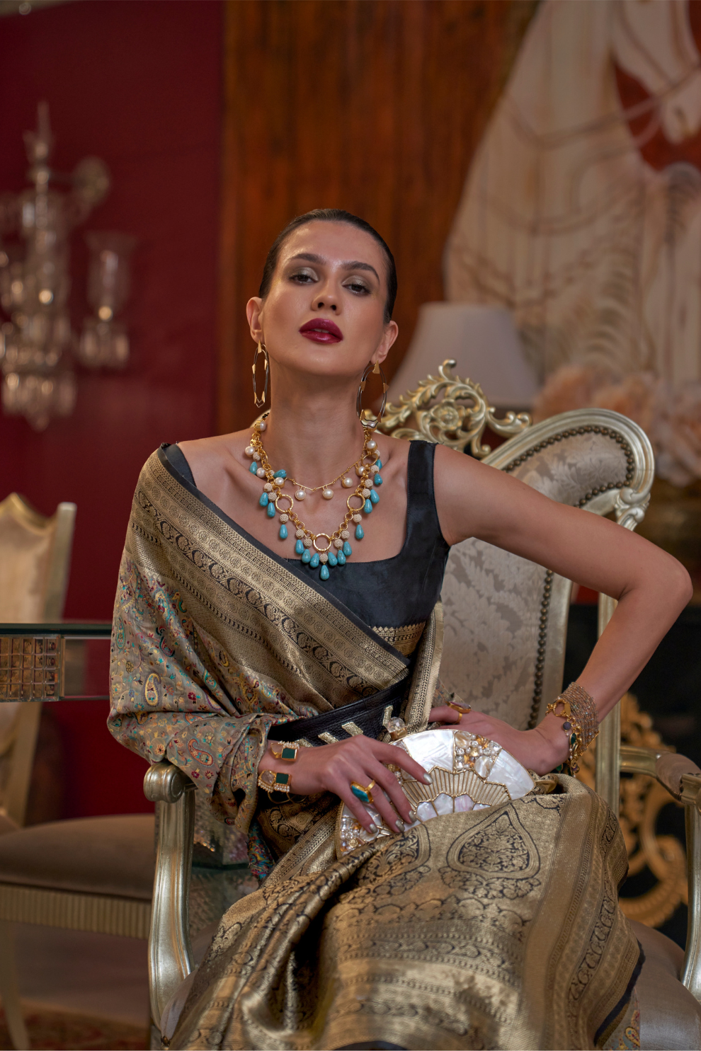 Graceful Gota Handloom Woven Silk Saree with Traditional Detailing