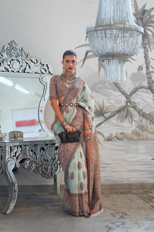 Heavy Modal Saree with Kashmiri Handloom Weaving Elegance