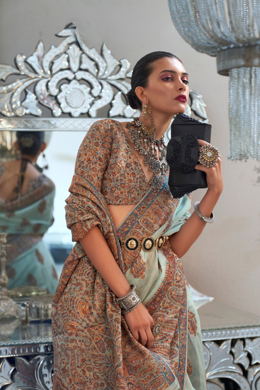 Heavy Modal Saree with Kashmiri Handloom Weaving Elegance