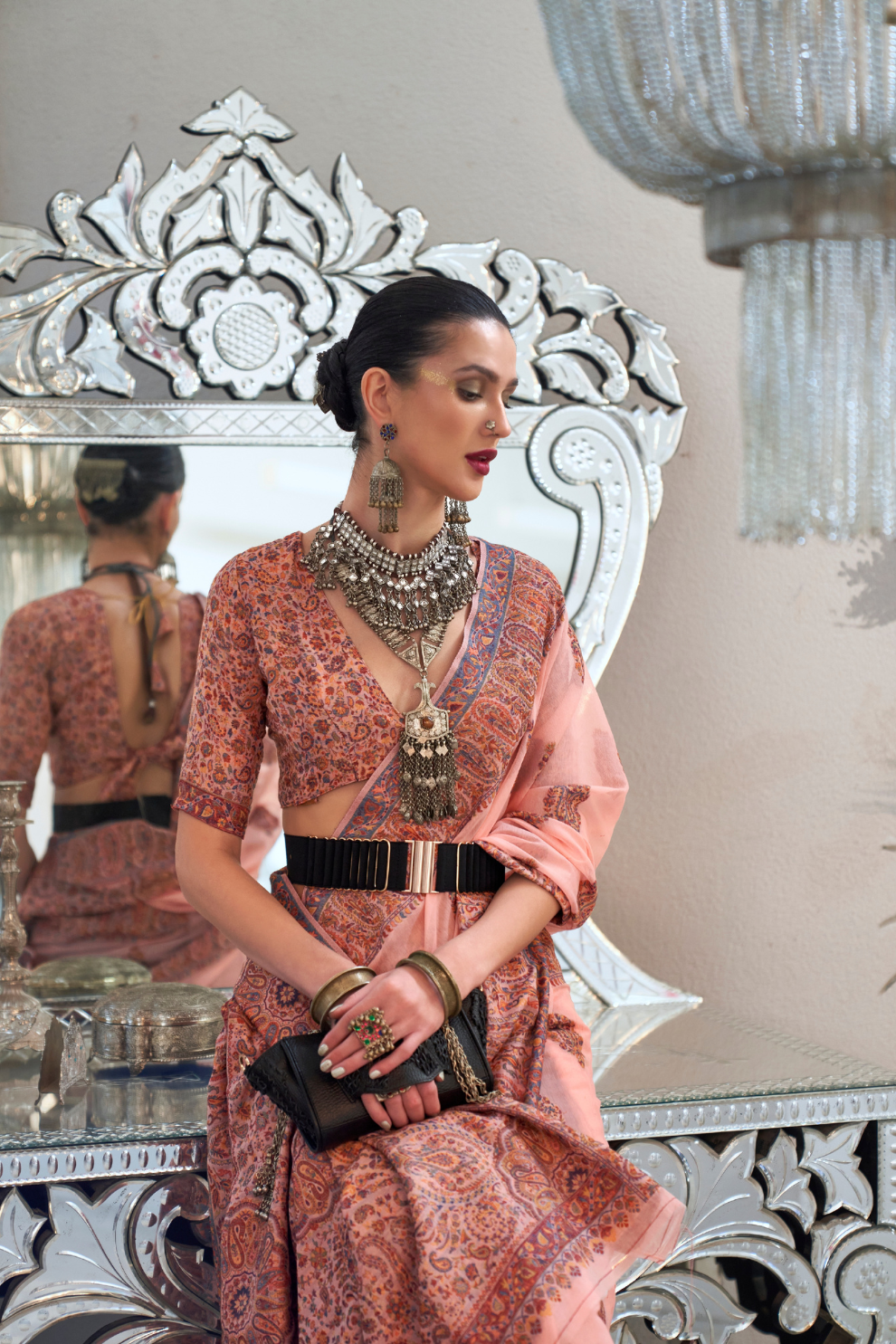 Heavy Modal Saree with Kashmiri Handloom Weaving Elegance