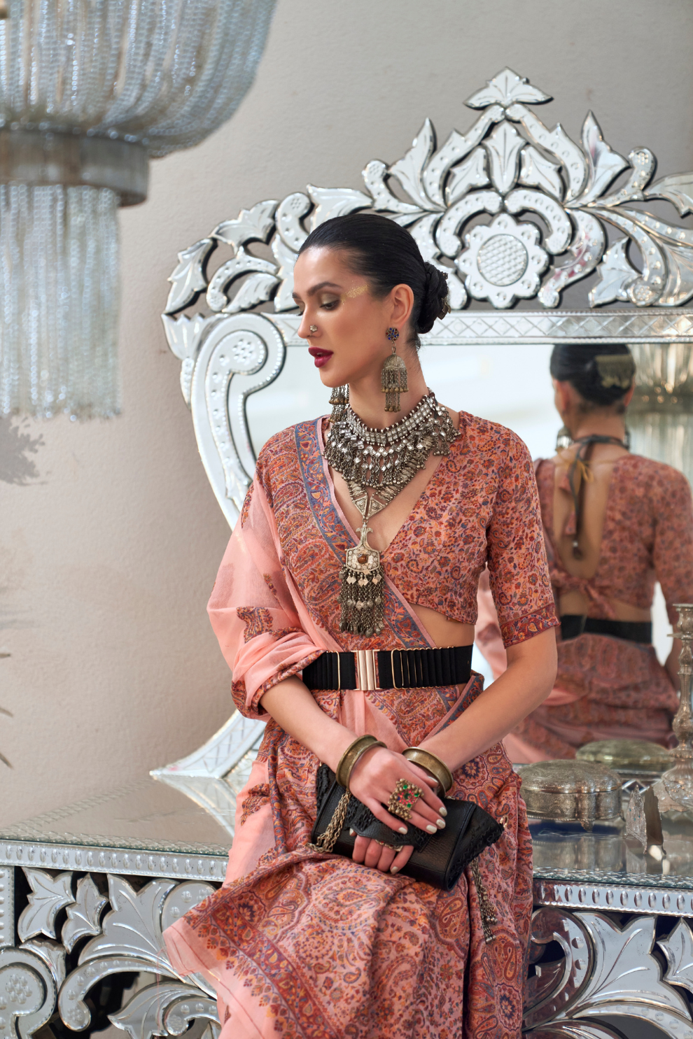 Heavy Modal Saree with Kashmiri Handloom Weaving Elegance