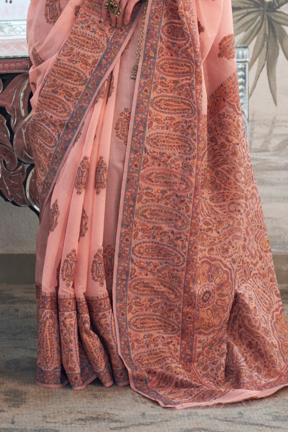 Heavy Modal Saree with Kashmiri Handloom Weaving Elegance