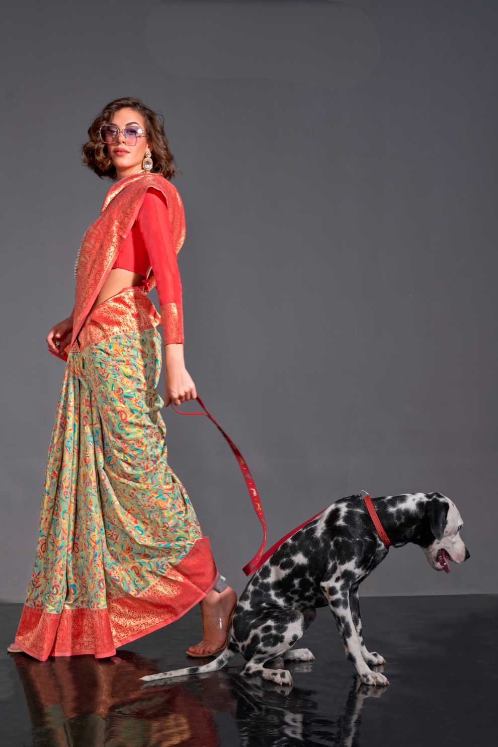 Woven Banarasi Silk Blend Saree with Traditional Motifs