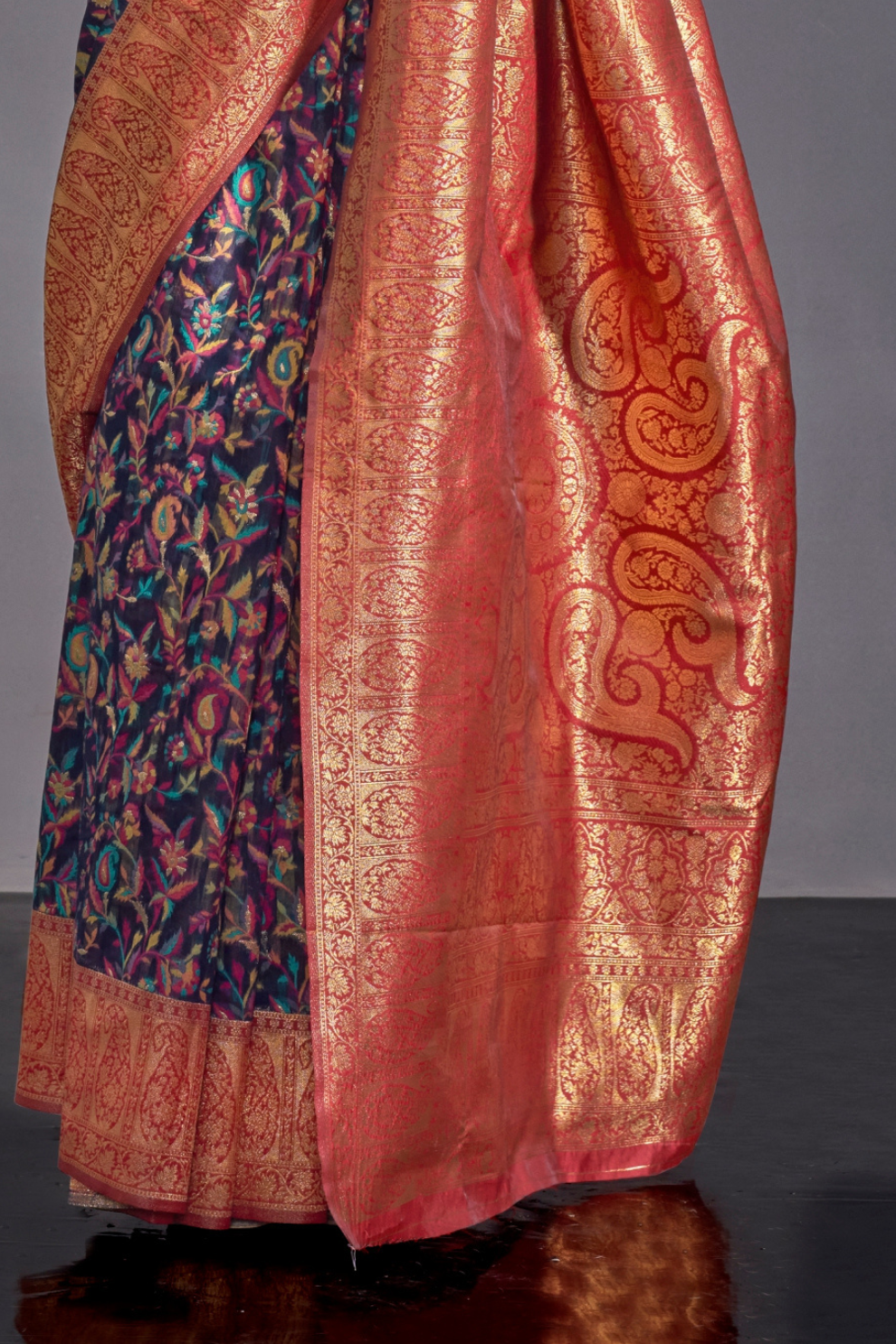Woven Banarasi Silk Blend Saree with Traditional Motifs