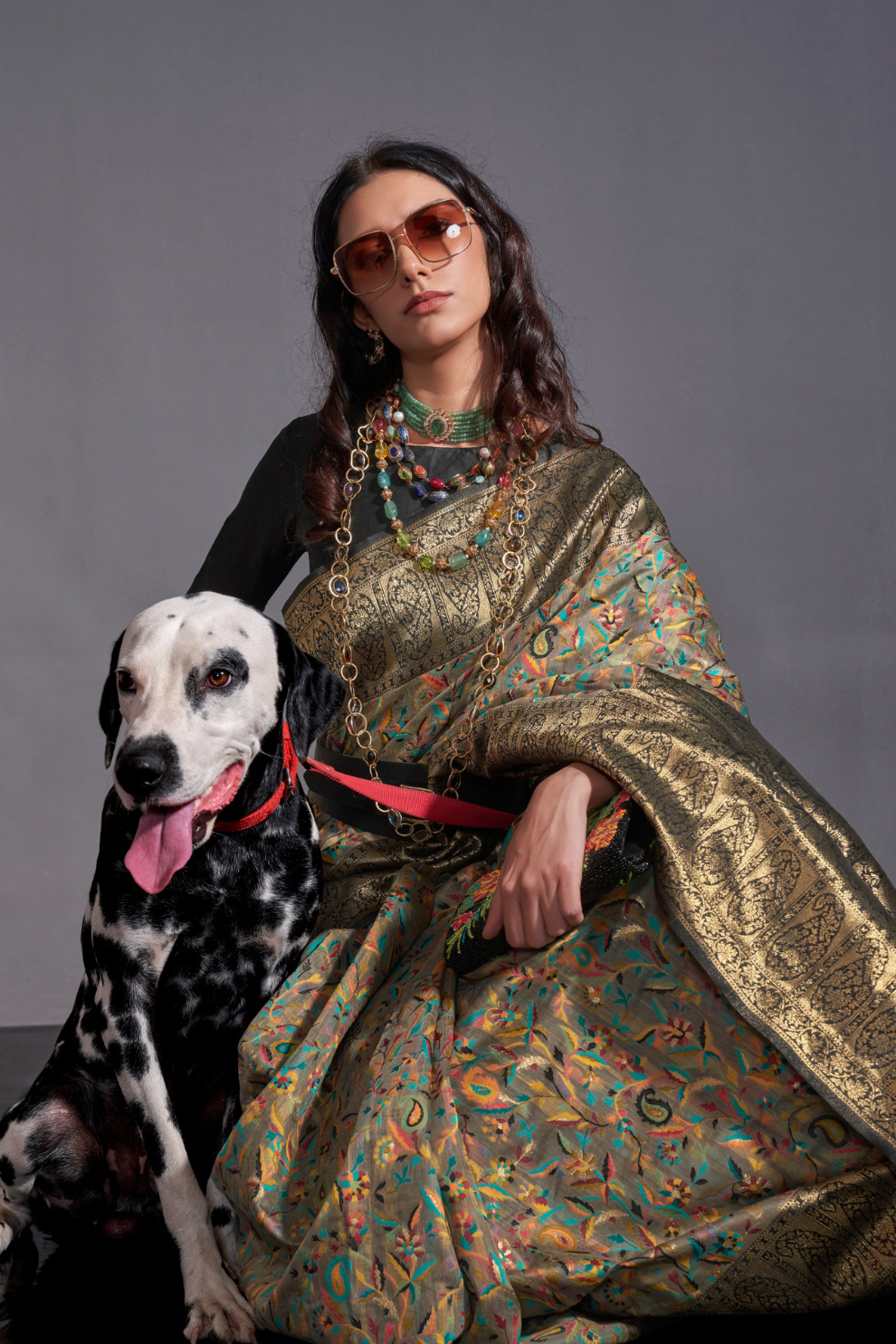 Woven Banarasi Silk Blend Saree with Traditional Motifs