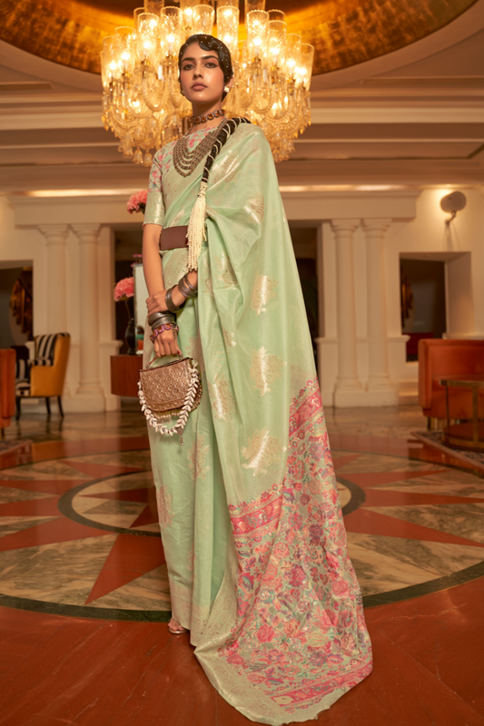 Premium Modal Saree with Ethnic Kashmiri Pallu and Blouse