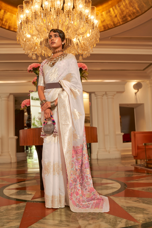 Premium Modal Saree with Ethnic Kashmiri Pallu and Blouse