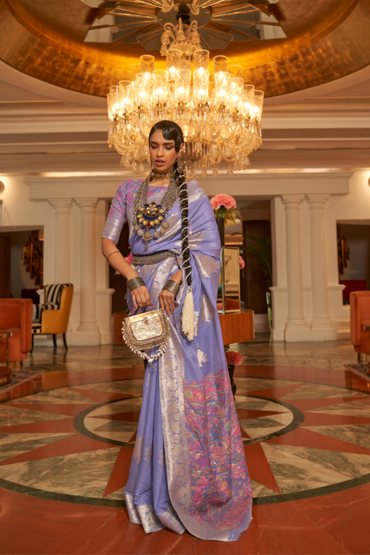 Premium Modal Saree with Ethnic Kashmiri Pallu and Blouse