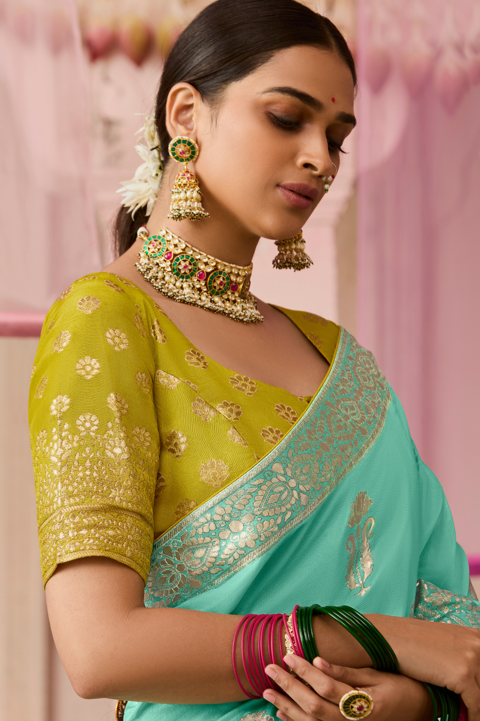 Banarasi Dola Silk Saree with Brocade Blouse Elegance