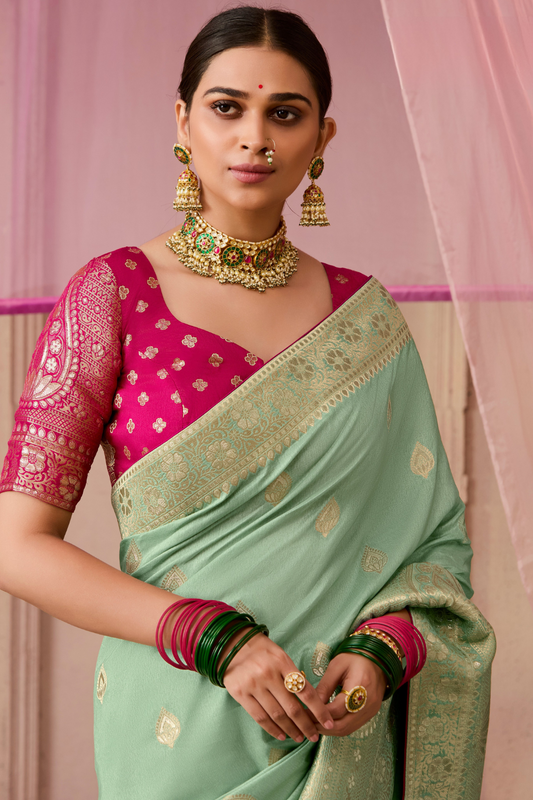Banarasi Dola Silk Saree with Brocade Blouse Elegance