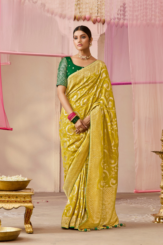 Banarasi Dola Silk Saree with Brocade Blouse Elegance