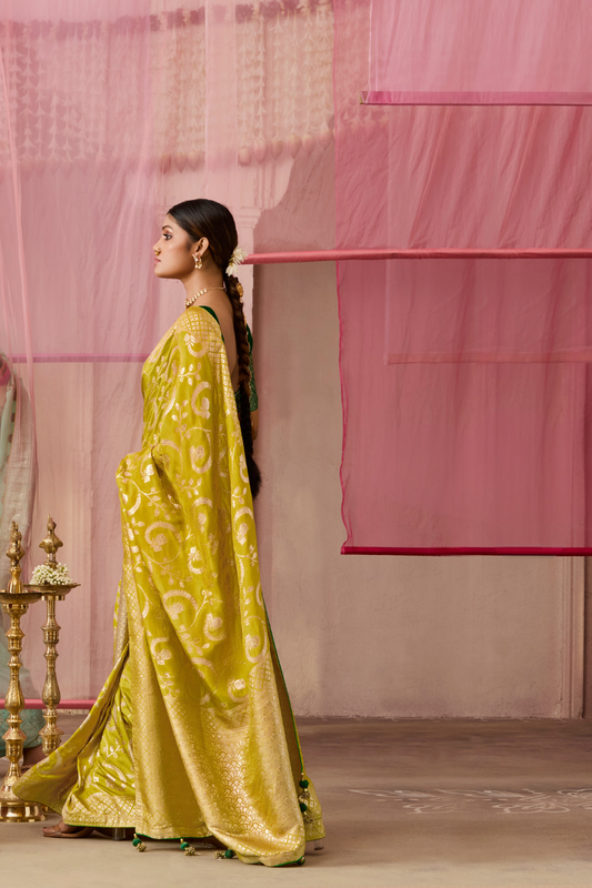 Banarasi Dola Silk Saree with Brocade Blouse Elegance