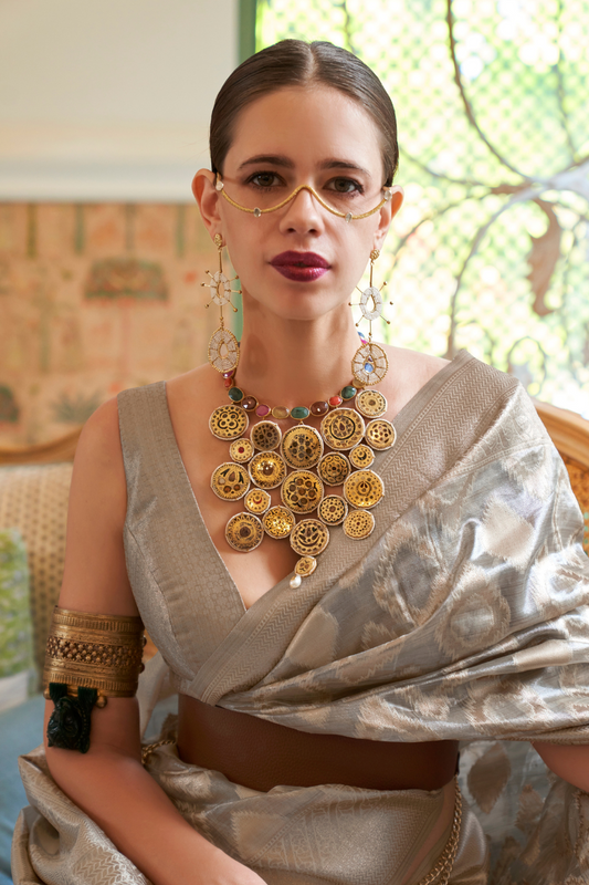 Multi Tissue Saree with Zari Handloom Weaving Elegance