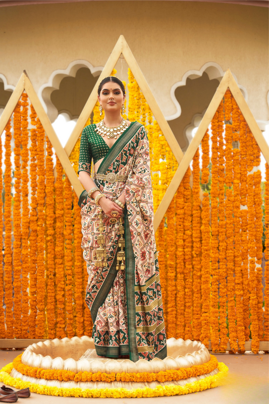 Elegant Traditional Silk Saree with Patola Print