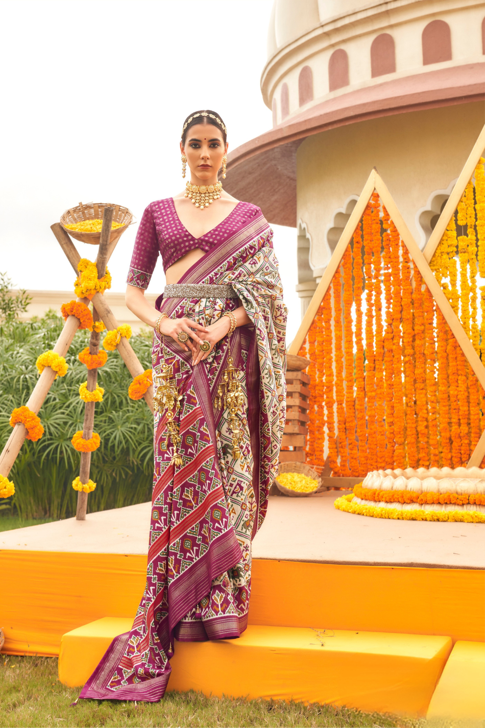 Elegant Traditional Silk Saree with Patola Print