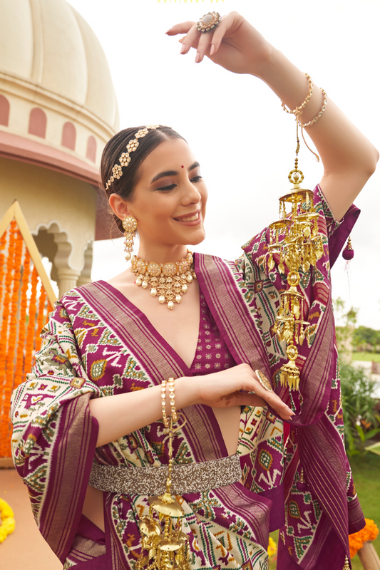 Elegant Traditional Silk Saree with Patola Print