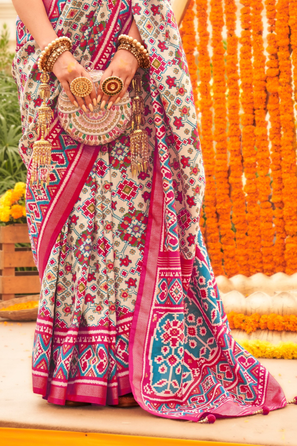 Elegant Traditional Silk Saree with Patola Print