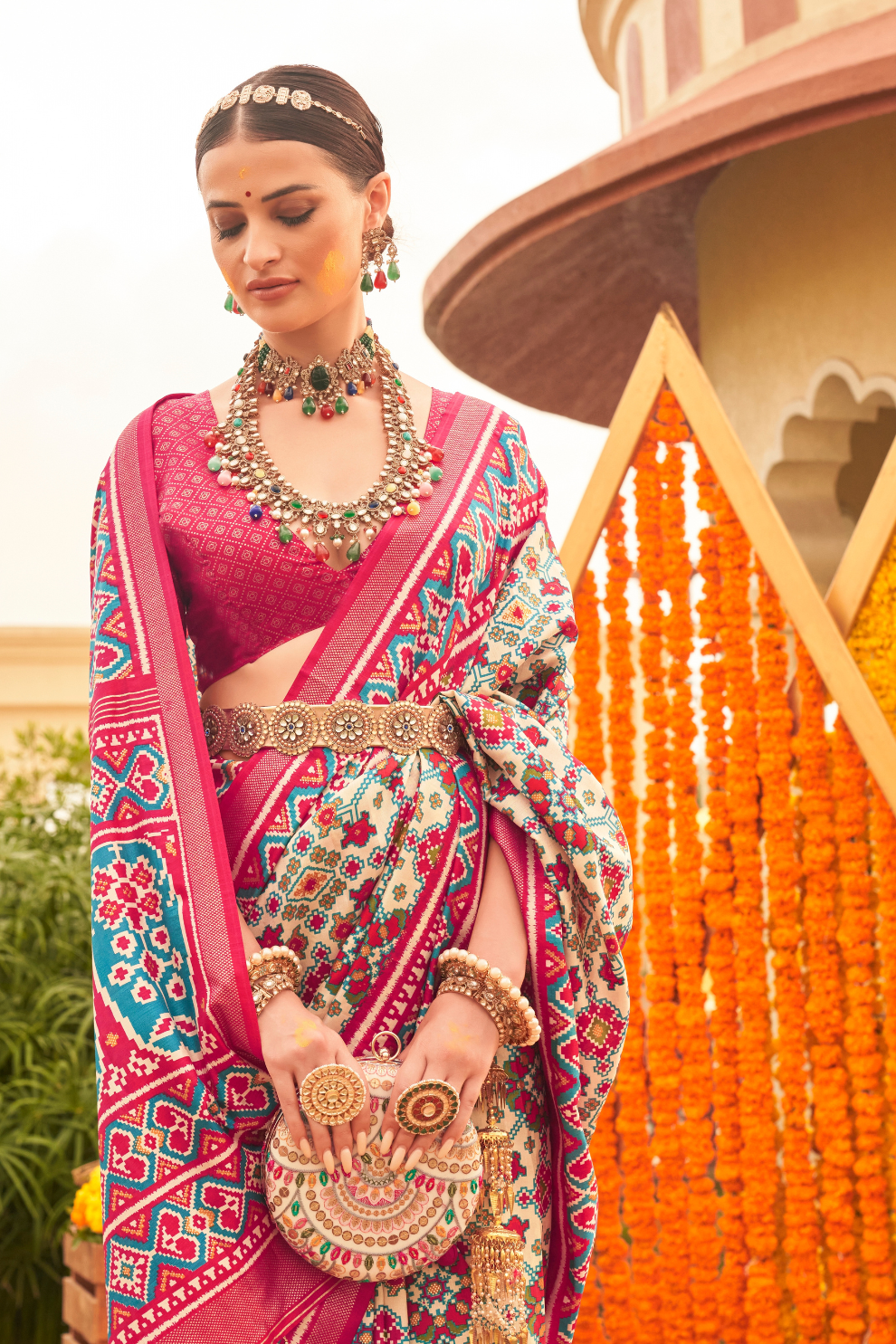 Elegant Traditional Silk Saree with Patola Print