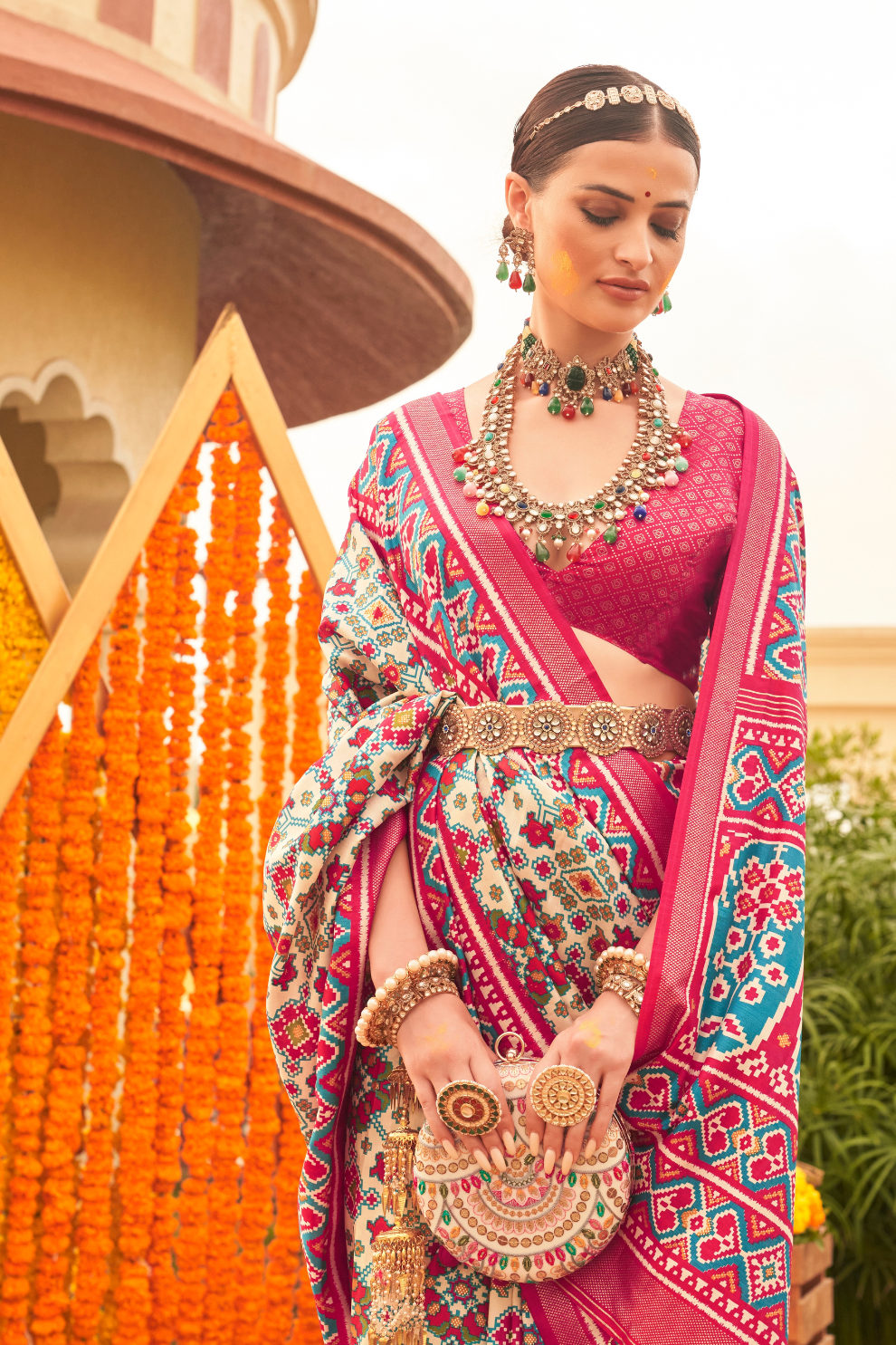 Elegant Traditional Silk Saree with Patola Print