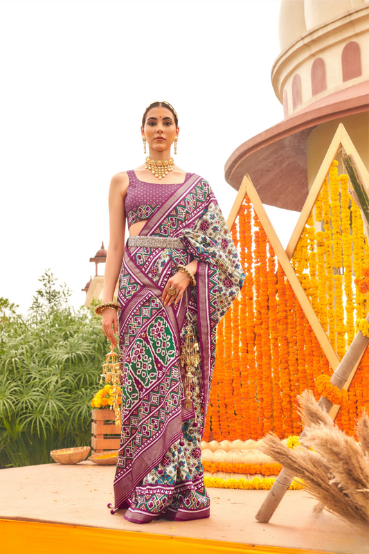 Elegant Traditional Silk Saree with Patola Print