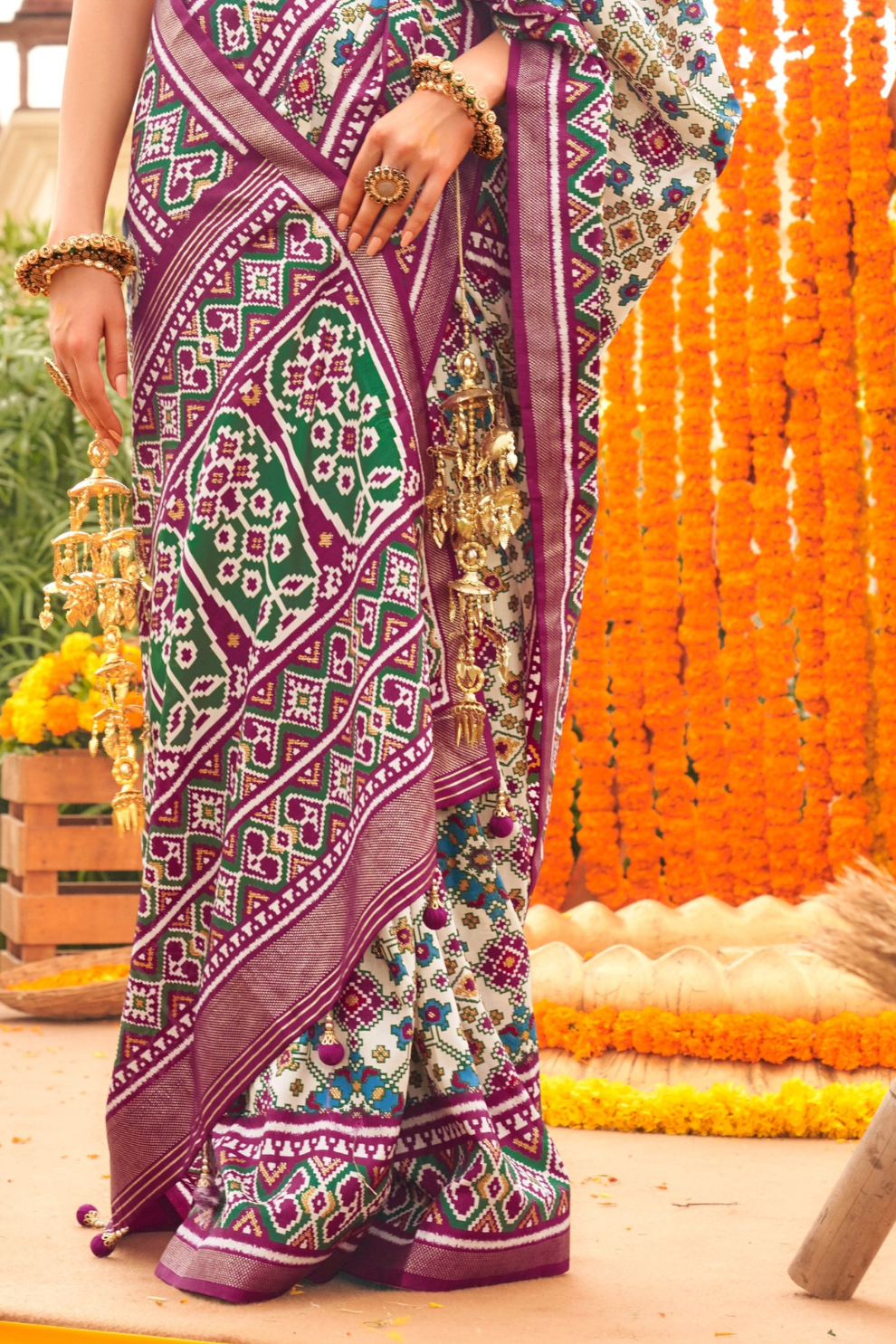 Elegant Traditional Silk Saree with Patola Print