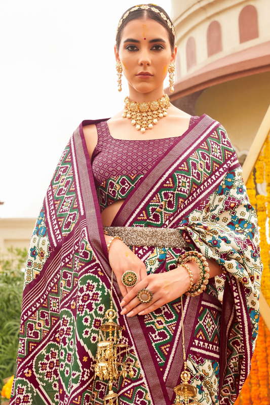 Elegant Traditional Silk Saree with Patola Print