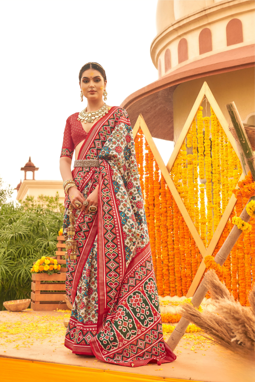 Elegant Traditional Silk Saree with Patola Print