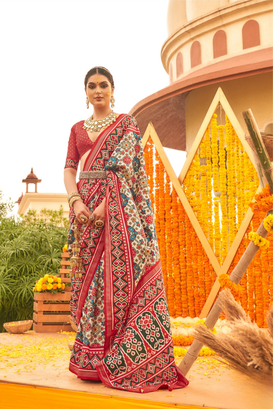 Elegant Traditional Silk Saree with Patola Print