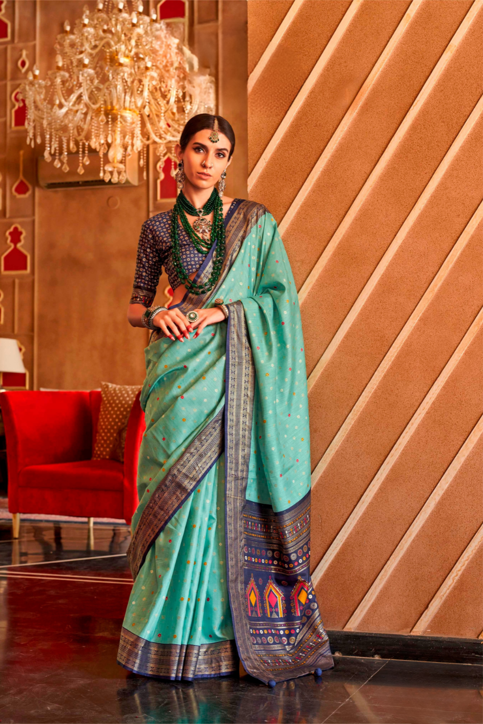Regal Peshwai Paithani Silk Saree with Traditional Zari Weave