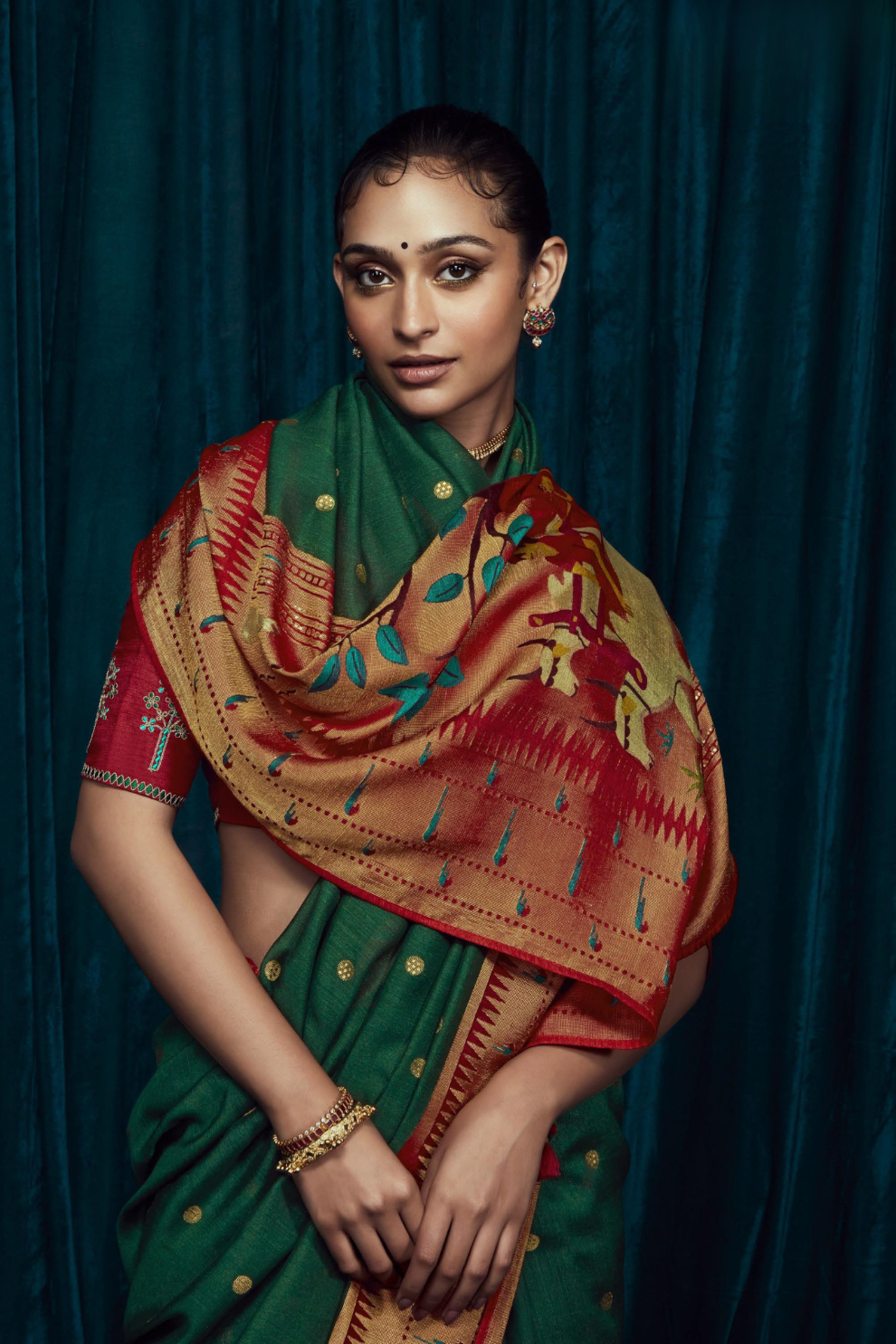 Elora Elegance Soft Brasso Silk Saree with Sequin Embroidery Sparkle